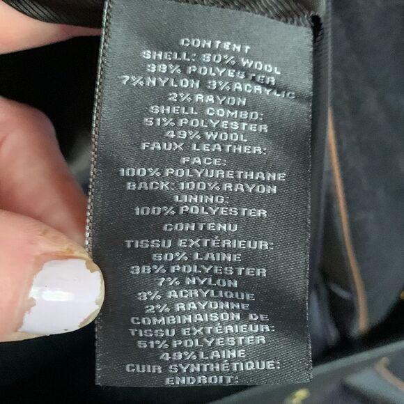 Vince Camuto black wool blend faux leather belted coat - Picture 11 of 11